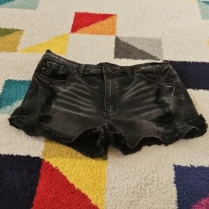 KanCan Black Distressed Jean Shorts Size W 13 30